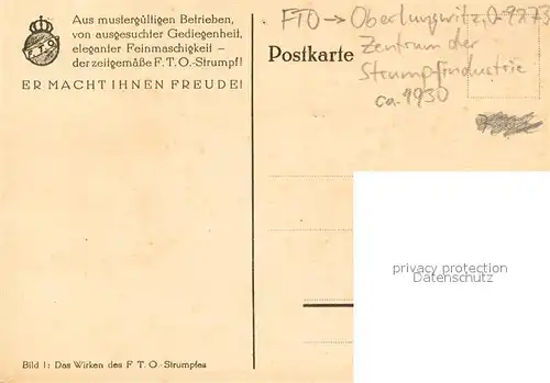 AK / Ansichtskarte Oberlungwitz Zentrum der Strumpfindustrie Werbekarte Oberlungwitz