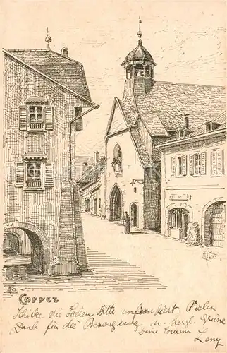 AK / Ansichtskarte Coppet_VD Ortspartie Zeichnung 