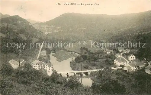 AK / Ansichtskarte Goumois_Doubs Le pont et l Ile Goumois Doubs
