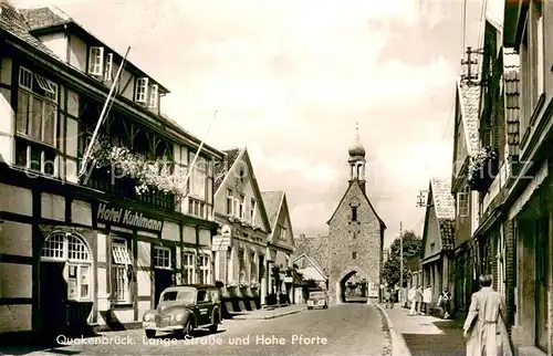 AK / Ansichtskarte Quakenbrueck Lange Strasse und Hohe Pforte m. Hotel Kuhlmann Quakenbrueck