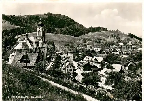 AK / Ansichtskarte Schindellegi Kirche Panorama Schindellegi