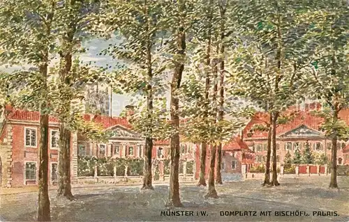 AK / Ansichtskarte Muenster_Westfalen Domplatz m. Bischoefl. Palais. Feldpost Muenster_Westfalen
