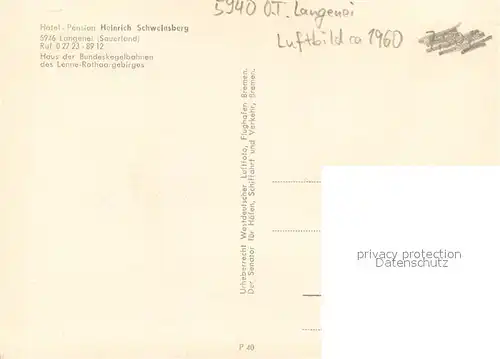 AK / Ansichtskarte Langenei Hotel Pension Heinrich Schweinsberg Fliegeraufnahme Langenei