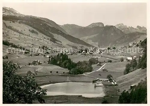 AK / Ansichtskarte Wildhaus_SG Panorama mit Strandbad Wildhaus SG