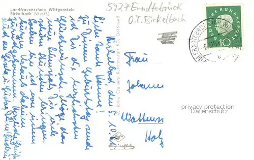 AK / Ansichtskarte Birkelbach_Wittgenstein Landfrauenschule Wittgenstein m. Teilansicht Birkelbach_Wittgenstein