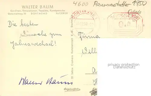 AK / Ansichtskarte Dortmund Raumausstatter Walter Baum Dortmund