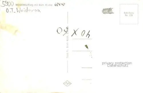 AK / Ansichtskarte Weidenau_Sieg Gesamtansicht mit Kath. Kirche Weidenau Sieg