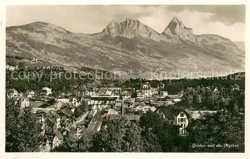 AK / Ansichtskarte Goldau_SZ Panorama Blick zu den Mythen Goldau_SZ