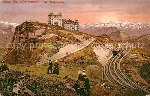 AK / Ansichtskarte Rigi_Kulm Berghotel Sonnenaufgang in den Alpen Rigi_Kulm
