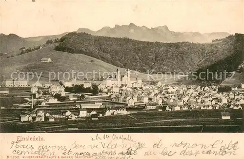 AK / Ansichtskarte Einsiedeln_SZ Ansicht mit Kloster und Alpen Einsiedeln SZ