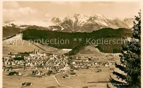 AK / Ansichtskarte Einsiedeln_SZ Gesamtansicht mit Kloster Alpenpanorama Einsiedeln SZ