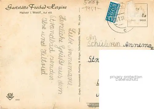 AK / Ansichtskarte Halver Strandbad Herpine Halver