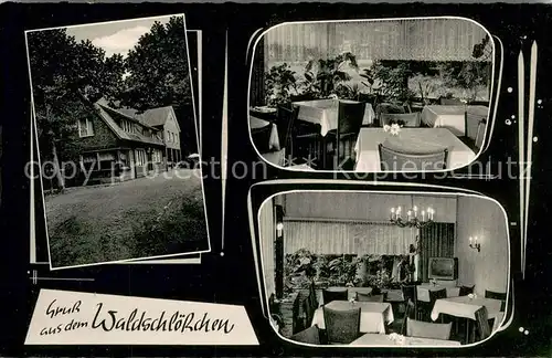 AK / Ansichtskarte Laer_Steinfurt Gaststaette Waldschloesschen Innen  und Aussenansicht Laer_Steinfurt