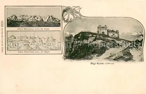 AK / Ansichtskarte Rigi_Kulm Berghotel Alpenpanorama Berner Alpen Rigi_Kulm