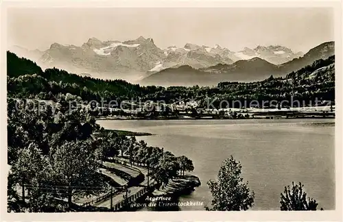 AK / Ansichtskarte Aegerisee_ZG Panorama Blick gegen Urirotstockkette Urner Alpen 