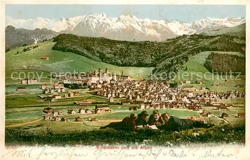 AK / Ansichtskarte Einsiedeln_SZ Gesamtansicht mit Kloster Alpen Einsiedeln SZ