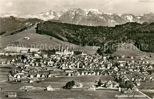 AK / Ansichtskarte Einsiedeln_SZ Gesamtansicht mit Kloster Alpenpanorama Glaernisch Einsiedeln SZ