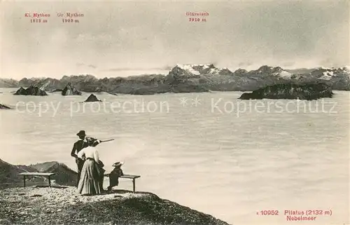 AK / Ansichtskarte Pilatus_NW Aussichtspunkt Fernsicht Nebelmeer Alpenpanorama 
