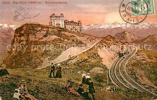 AK / Ansichtskarte Rigi_Kulm Berghotel Sonnenaufgang in den Alpen Rigi_Kulm