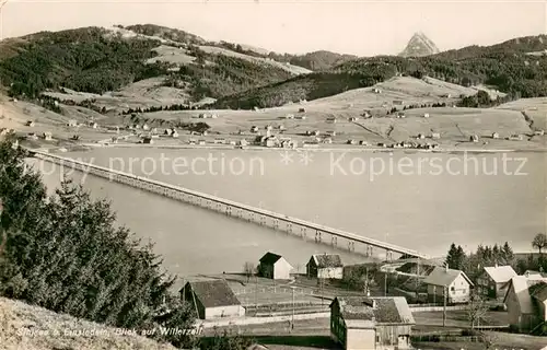 AK / Ansichtskarte Sihlsee_SZ Panorama Blick auf Willerzell sihlsee_SZ