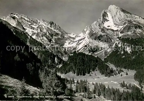 AK / Ansichtskarte Toggenburg Alpli mit Saentis und Schafberg Appenzeller Alpen Toggenburg