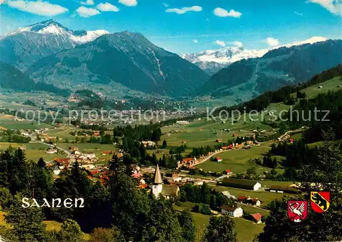 AK / Ansichtskarte Saanen Panorama Blick zu Gifferhorn Wasserngrat Wildhorn Berner Alpen Saanen