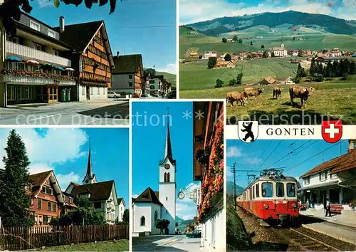 AK / Ansichtskarte Gonten_IR Ortsansichten Kirche Bahnhof Eisenbahn Landschaftspanorama 