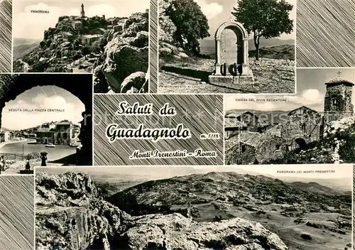 AK / Ansichtskarte Guadagnolo_Capranica Panorama Monti Prenestini Chiesa Piazza Centrale Monumento ai caduti 