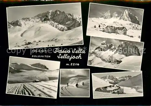 AK / Ansichtskarte Sellajoch Winterpanorama Bergwelt Dolomiten Berghotel Wintersport Sellajoch