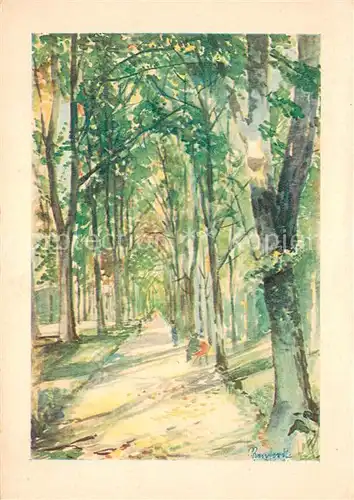 AK / Ansichtskarte Muenster_Westfalen Kuenstlerkarte Aquarell Wilhelm Kenfordt Die Promenade Muenster_Westfalen