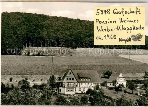 AK / Ansichtskarte Grafschaft_Sauerland Pension Heimes Werbekarte Grafschaft_Sauerland