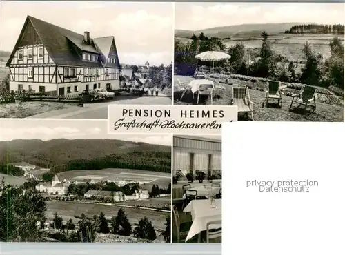 AK / Ansichtskarte Grafschaft_Sauerland Pension Heimes Werbekarte Grafschaft_Sauerland