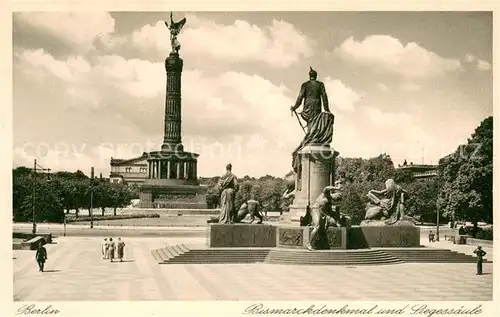 AK / Ansichtskarte Berlin Bismarckdenkmal und Siegessaeule Berlin