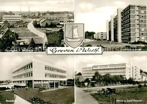 AK / Ansichtskarte Greven_Westfalen Stauffenbergstrasse Marie u. Josef Hospital Realschule Gymnasium Greven_Westfalen