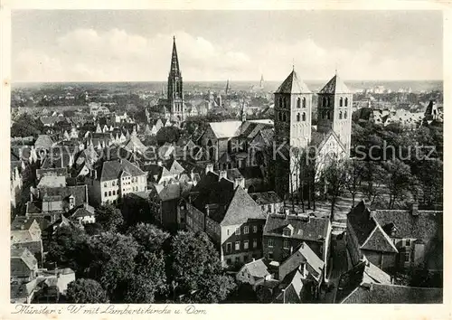 AK / Ansichtskarte Muenster_Westfalen Lambertikirche und Dom Muenster_Westfalen