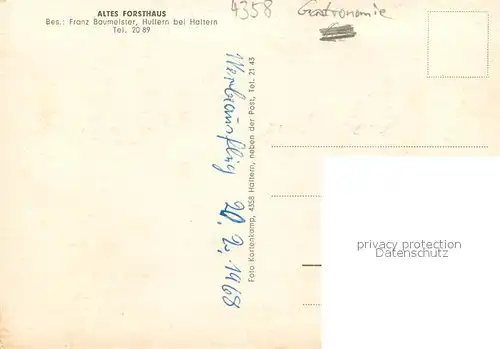 AK / Ansichtskarte Hullern Gasthaus Altes Forsthaus Innen  und Aussenansicht Hullern