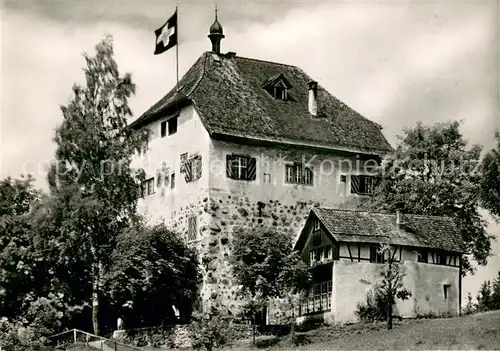 AK / Ansichtskarte Gossau_SG Schloss Oberberg Schweizer Flagge Gossau_SG