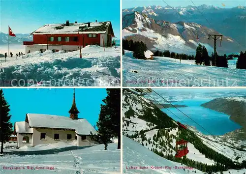 AK / Ansichtskarte Goldau_SZ Berghotel Rigi Scheidegg Bergkapelle Luftseilbahn Zugersee Alpenpanorama Goldau_SZ