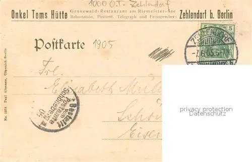 AK / Ansichtskarte Zehlendorf_Berlin Onkel Toms Huette Zehlendorf_Berlin