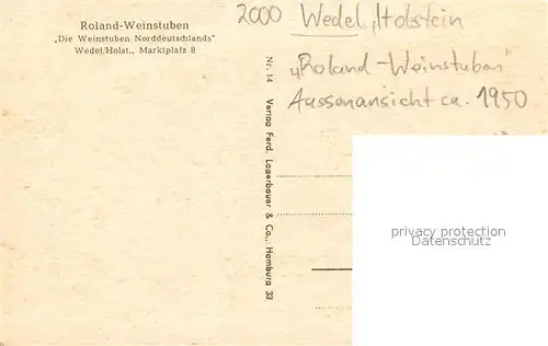 AK / Ansichtskarte Wedel_Pinneberg Roland Weinstuben Aussenansicht Wedel Pinneberg