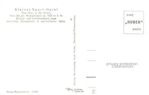 AK / Ansichtskarte Klais Kleines Sporthotel im Schnee Klais