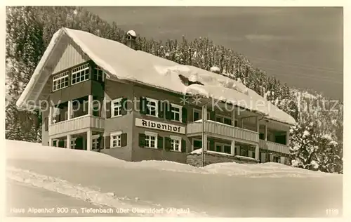 AK / Ansichtskarte Tiefenbach_Oberstdorf Haus Alpenhof Aussenansicht im Schnee Tiefenbach_Oberstdorf