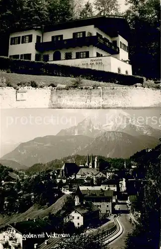 AK / Ansichtskarte Berchtesgaden Pension Haus am Berg u. Teilansicht d. Stadt m. Watzmann Berchtesgaden