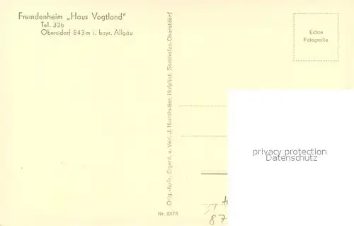 AK / Ansichtskarte Oberstdorf Fremdenheim Haus Vogtland Oberstdorf