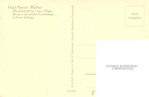 AK / Ansichtskarte Oberstdorf Hotel Pension Walther Oberstdorf