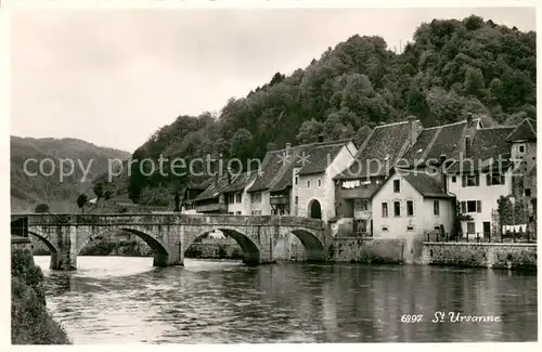 AK / Ansichtskarte St_Ursanne Ortspartie mit Bruecke St_Ursanne