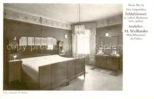AK / Ansichtskarte St_Gallen_SG Raumkunst Ausstellung 1912 Raum No 25 Schlafzimmer St_Gallen_SG