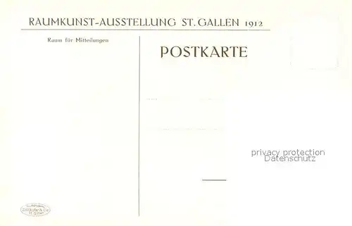 AK / Ansichtskarte St_Gallen_SG Raumkunst Ausstellung 1912 Raum No 7 Schlafzimmer afrikan. Nussbaum St_Gallen_SG