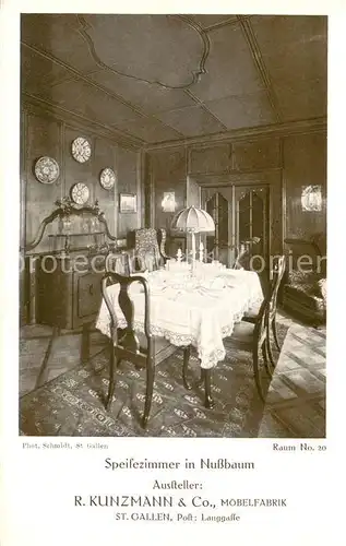 AK / Ansichtskarte St_Gallen_SG Raumkunst Ausstellung 1912 Raum No 20 Speisezimmer in Nussbaum St_Gallen_SG