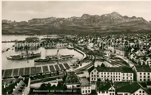 AK / Ansichtskarte Romanshorn_Bodensee Fliegeraufnahme mit Saentis Romanshorn Bodensee